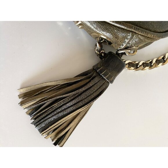Rebecca Minkoff Leather Studded Crossbody Olive Green Gold Chain Tassel Grunge - Picture 15 of 16